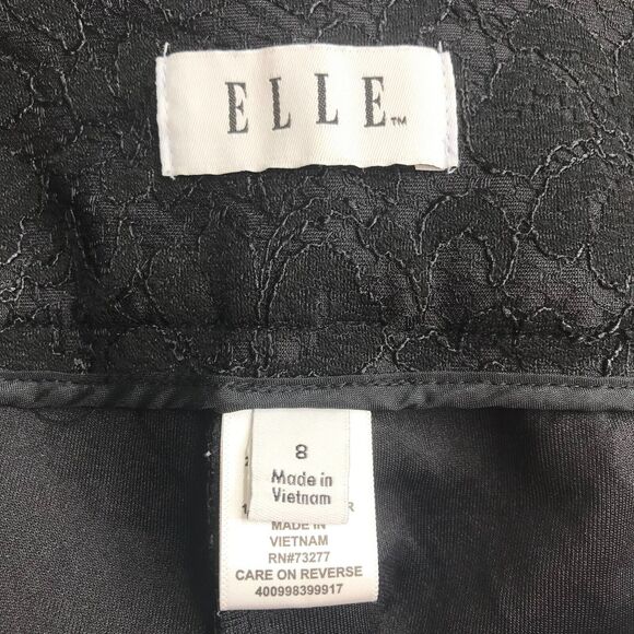 Elle Pants Womens 8 Black Lace Ankle Flat Front Slim Skinny Leg Side Zip Retro - Picture 5 of 11